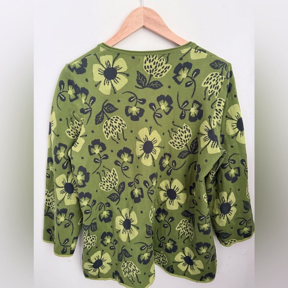 Gudrun Sjoden Green Floral Cardigan Size M Organic Cotton - Picture 4 of 8